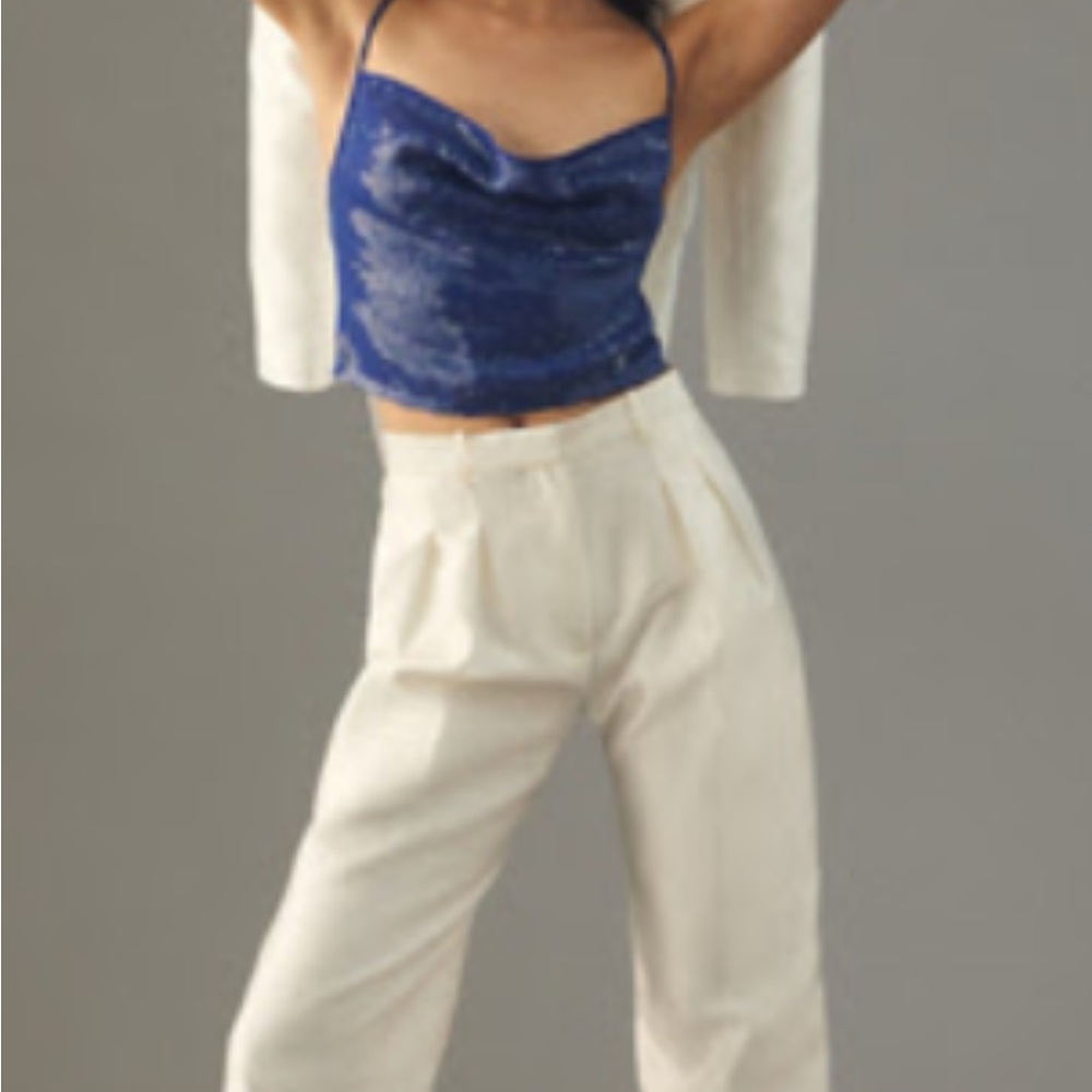 Anthropologie let me be sequin cowl neck cami